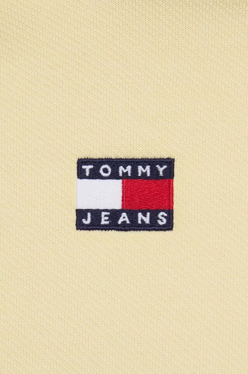 Pamučna dukserica Tommy Jeans za žene, boja: žuta, s kapuljačom, s aplikacijom, DW0DW17326