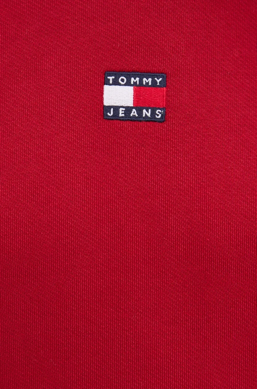 Pamučna dukserica Tommy Jeans za žene, boja: bordo, s kapuljačom, s aplikacijom, DW0DW17326