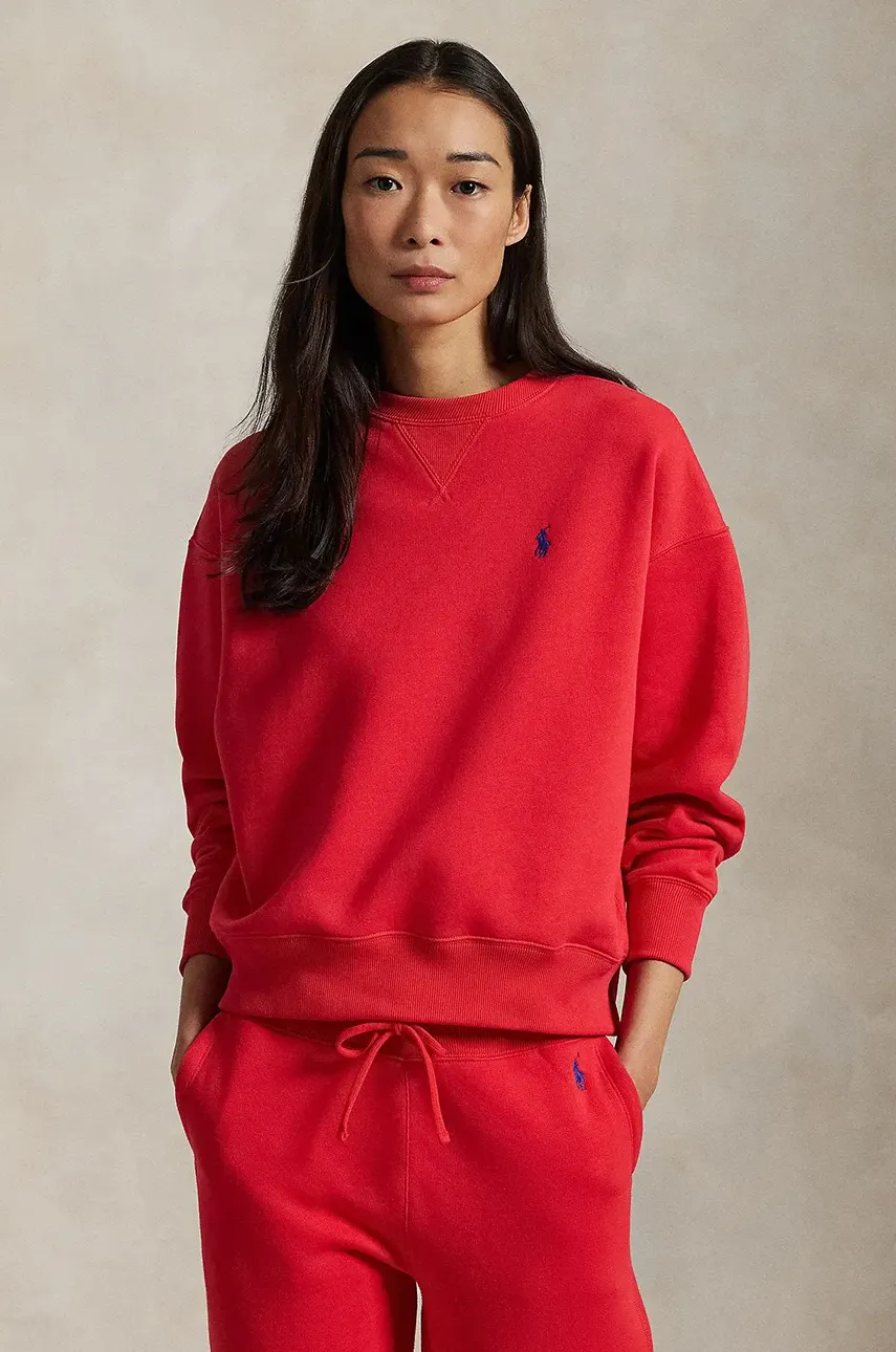 Levně Mikina Polo Ralph Lauren dámská, červená barva, s aplikací, 211936820
