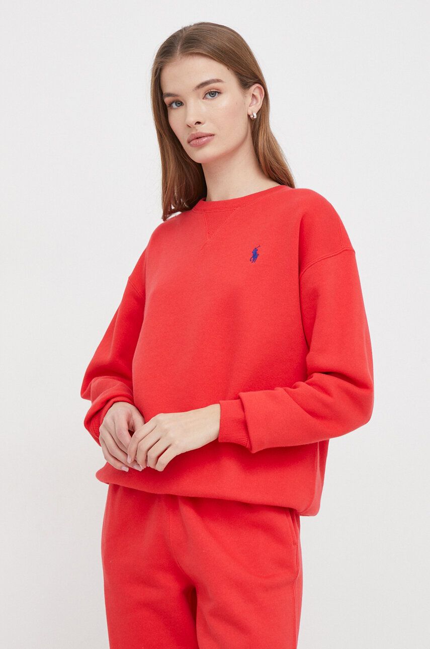 Levně Mikina Polo Ralph Lauren dámská, červená barva, hladká, 211943006