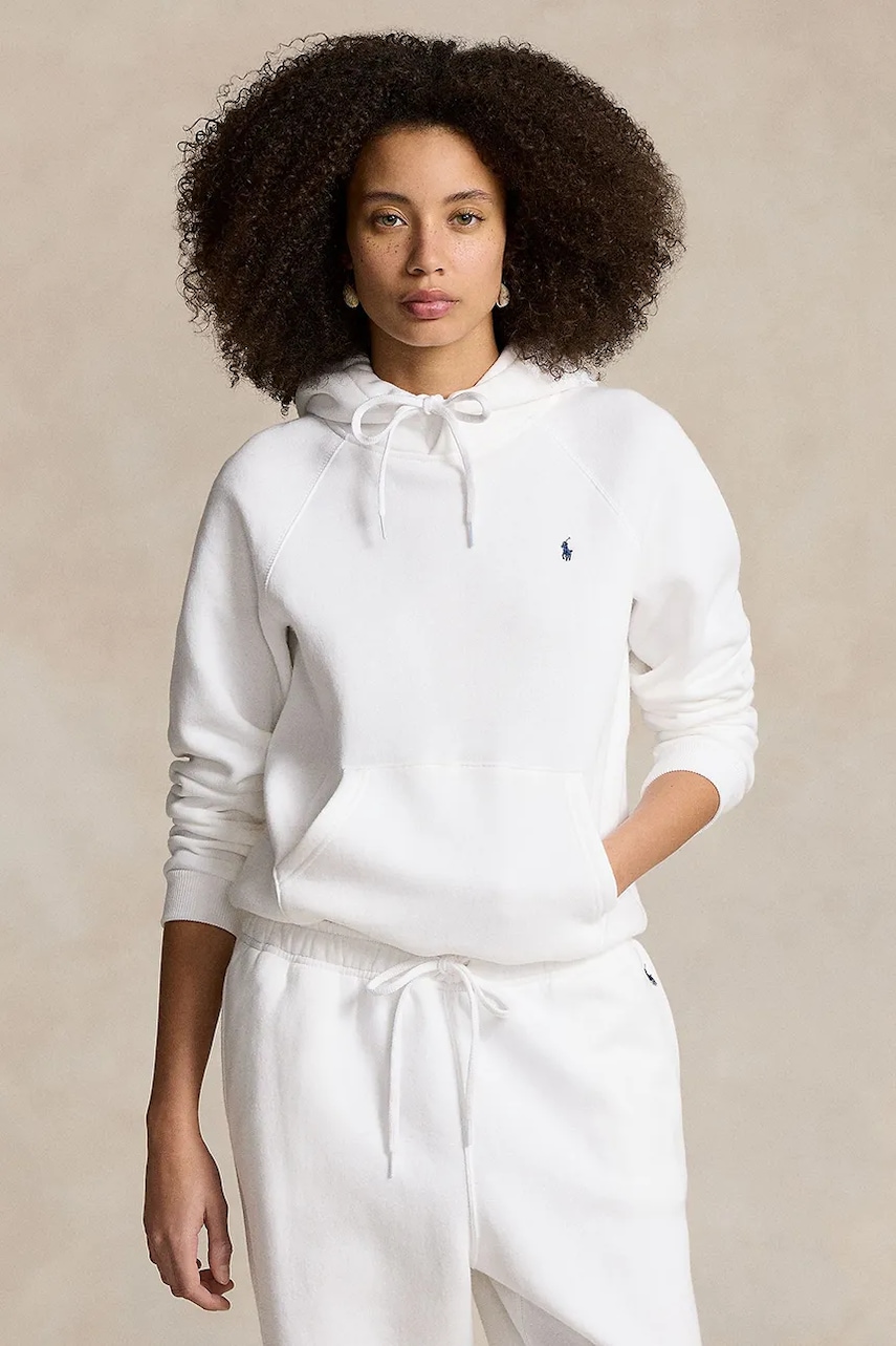 Levně Mikina Polo Ralph Lauren dámská, červená barva, s kapucí, hladká, 211943007