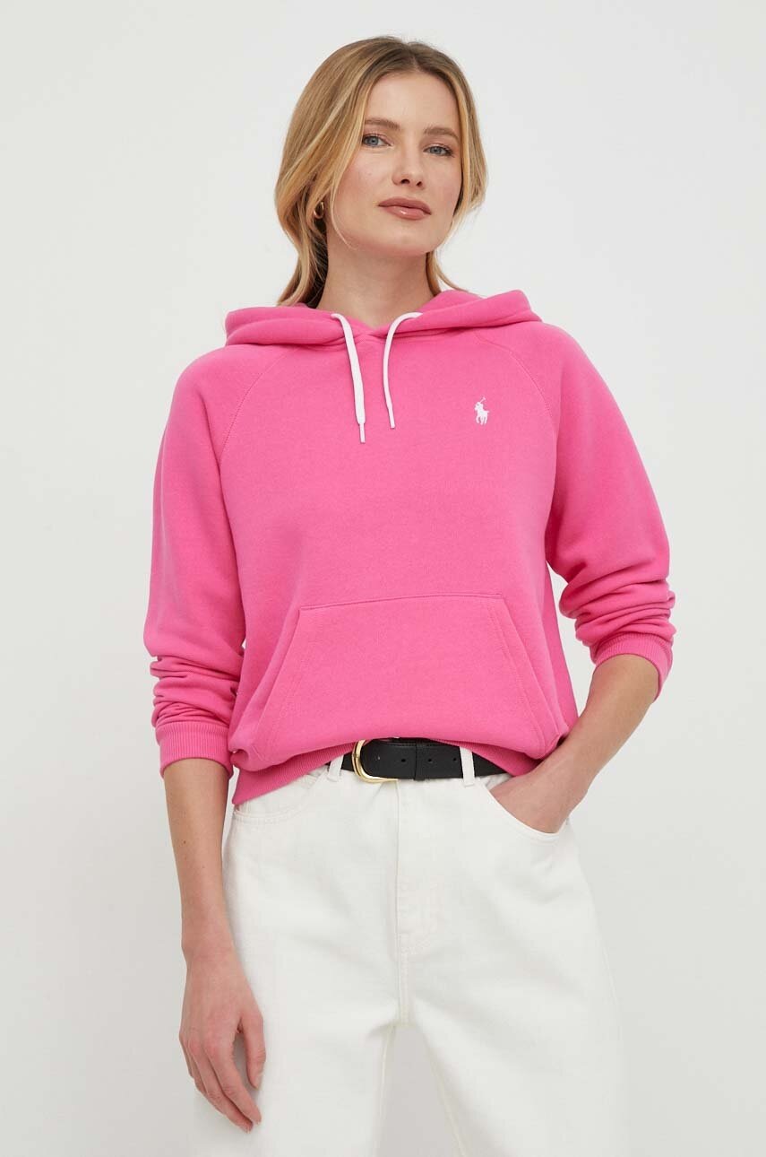 

Суичър Polo Ralph Lauren в розово с качулка изчистен дизайн 211943007, Розов