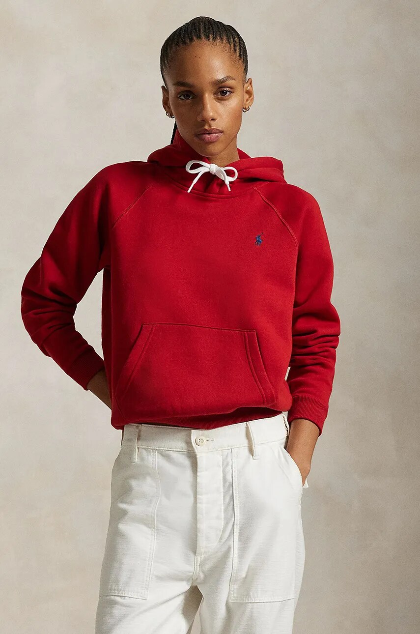 

Суичър Polo Ralph Lauren в червено с качулка с изчистен дизайн 211943007, Червен