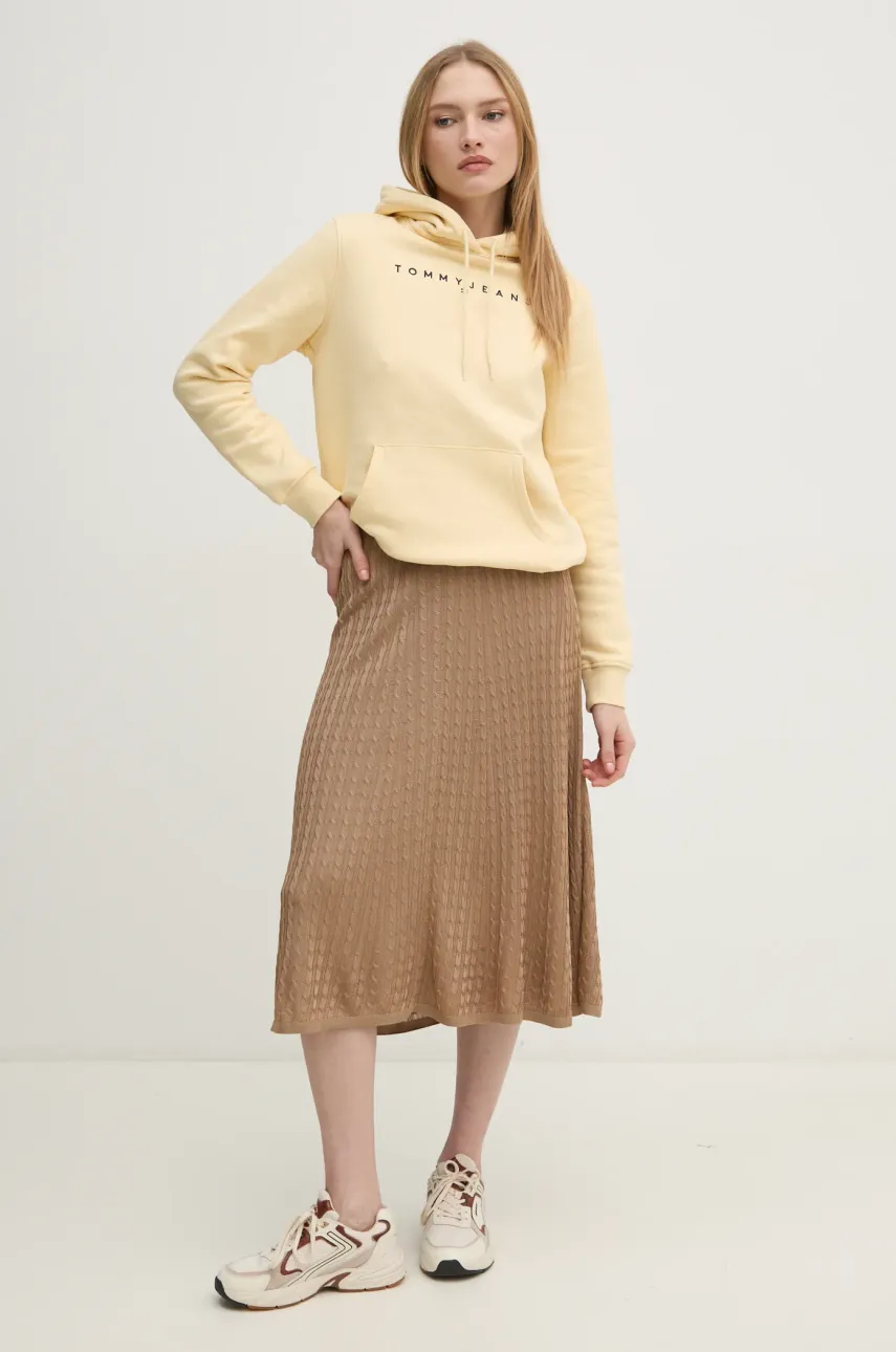 Кофта Tommy Jeans женская цвет жёлтый с капюшоном с аппликацией DW0DW17324 Кофта Tommy Jeans женская цвет жёлтый с капюшоном с аппликацией DW0DW17324