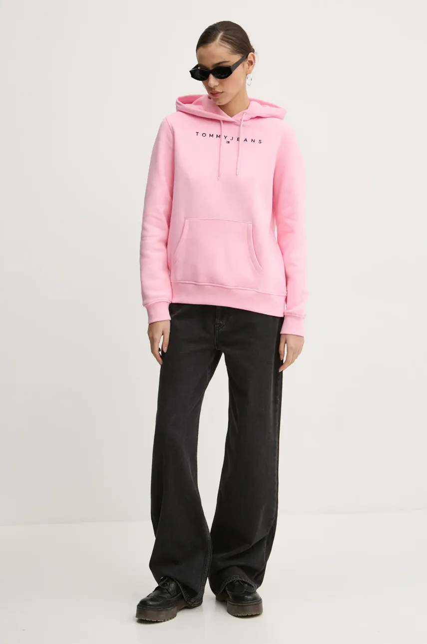Кофта Tommy Jeans женская цвет розовый с капюшоном с аппликацией DW0DW17324 Кофта Tommy Jeans женская цвет розовый с капюшоном с аппликацией DW0DW17324