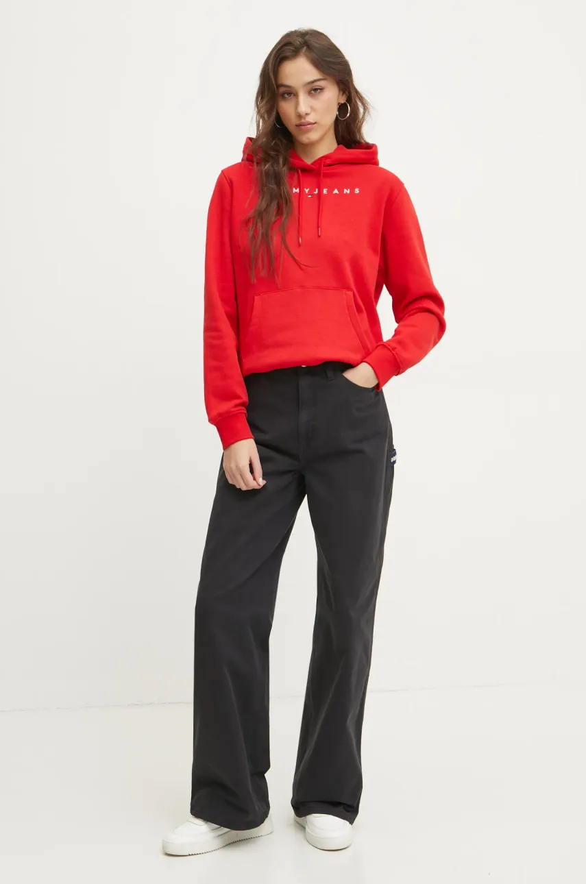 Кофта Tommy Jeans женская цвет красный с капюшоном с аппликацией DW0DW17324 Кофта Tommy Jeans женская цвет красный с капюшоном с аппликацией DW0DW17324