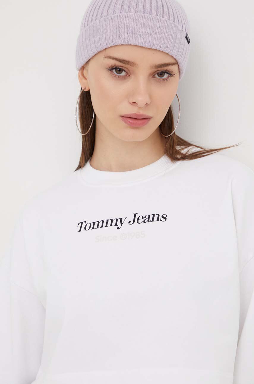 Dukserica Tommy Jeans za žene, boja: bijela, s tiskom, DW0DW17332