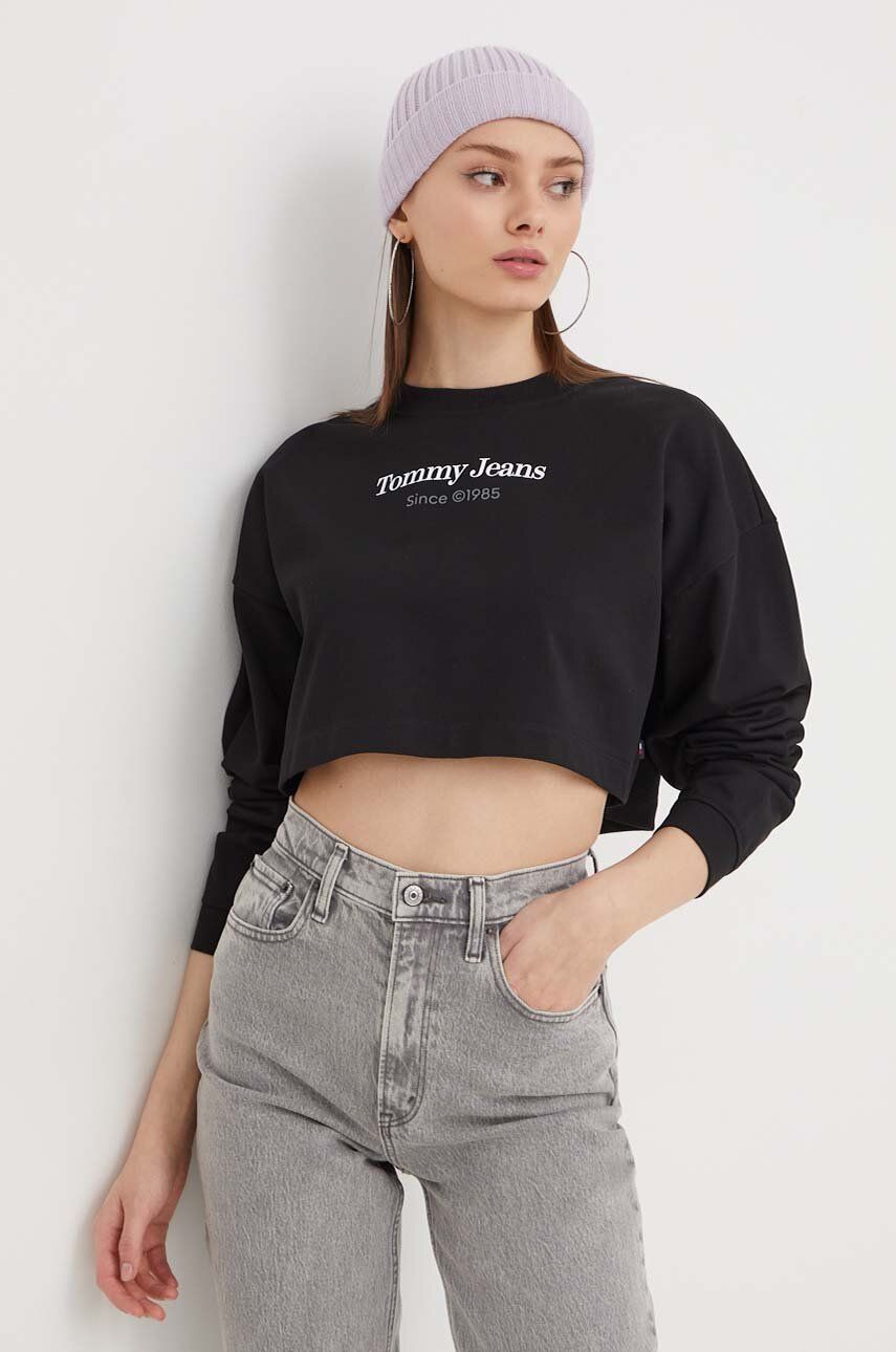 E-shop Mikina Tommy Jeans dámská, černá barva, s potiskem