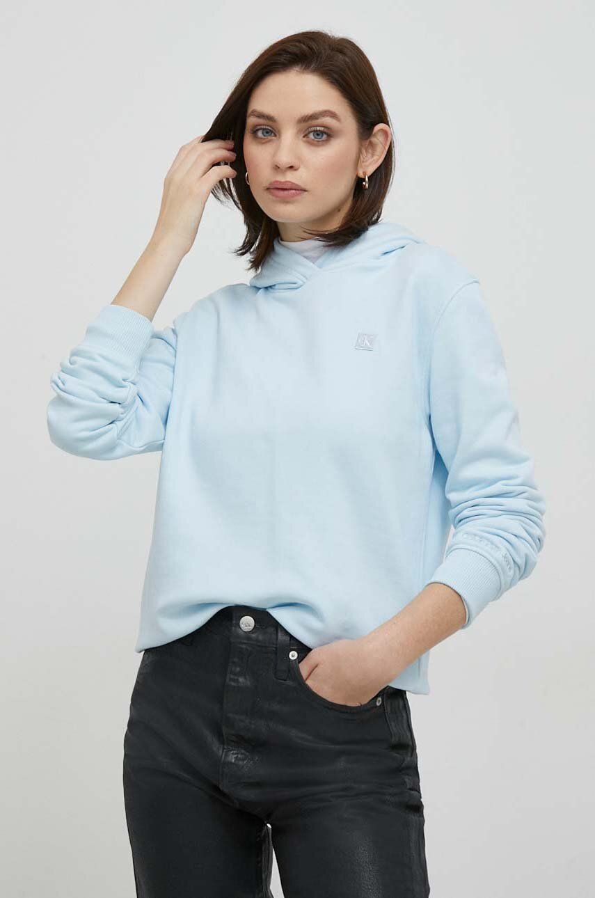 Levně Mikina Calvin Klein Jeans dámská, s kapucí, s aplikací, J20J223227
