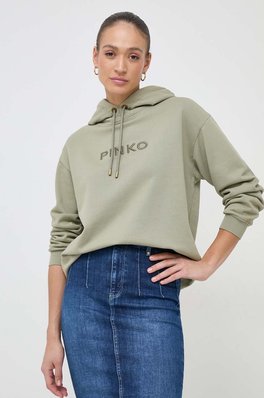 

Памучен суичър Pinko в зелено с качулка апликация 101685.A1N7, Зелен