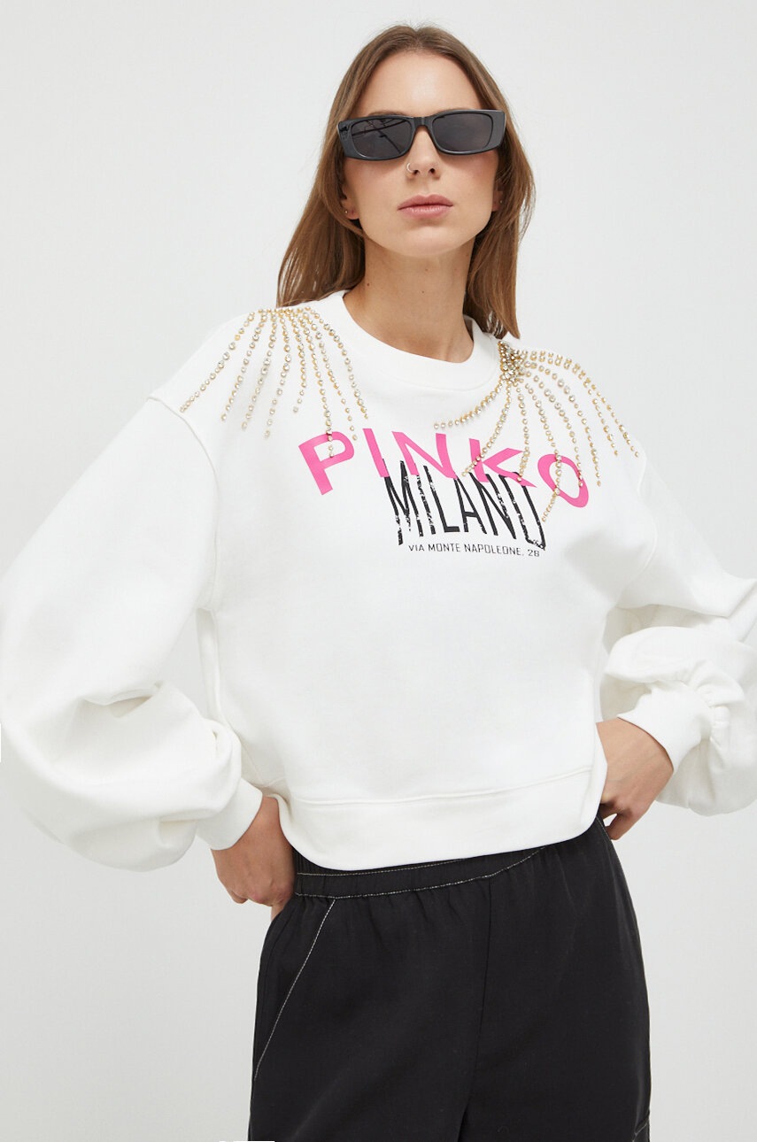

Памучен суичър Pinko в бежово с апликация 102827.A1LU, Бежов