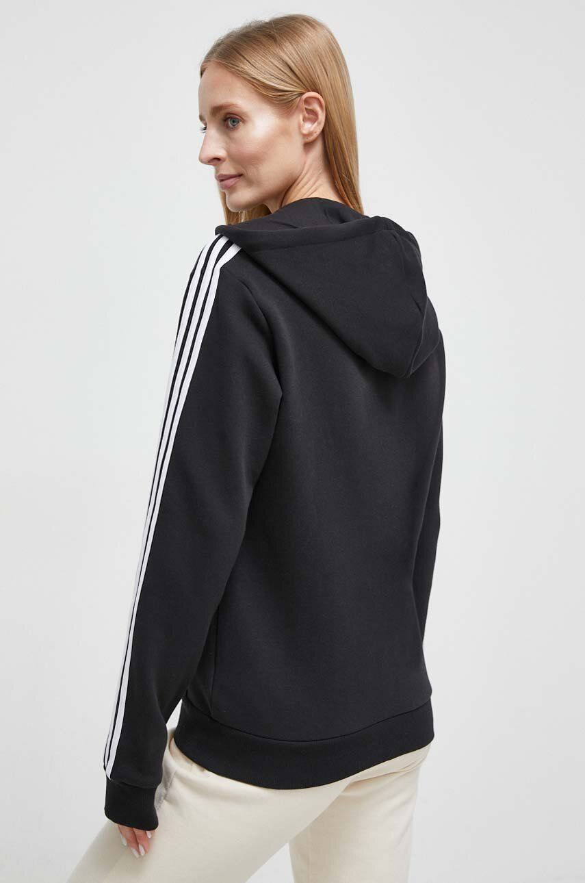 Adidas Bluza Femei, Culoarea Negru, Cu Glugă, Cu Imprimeu
