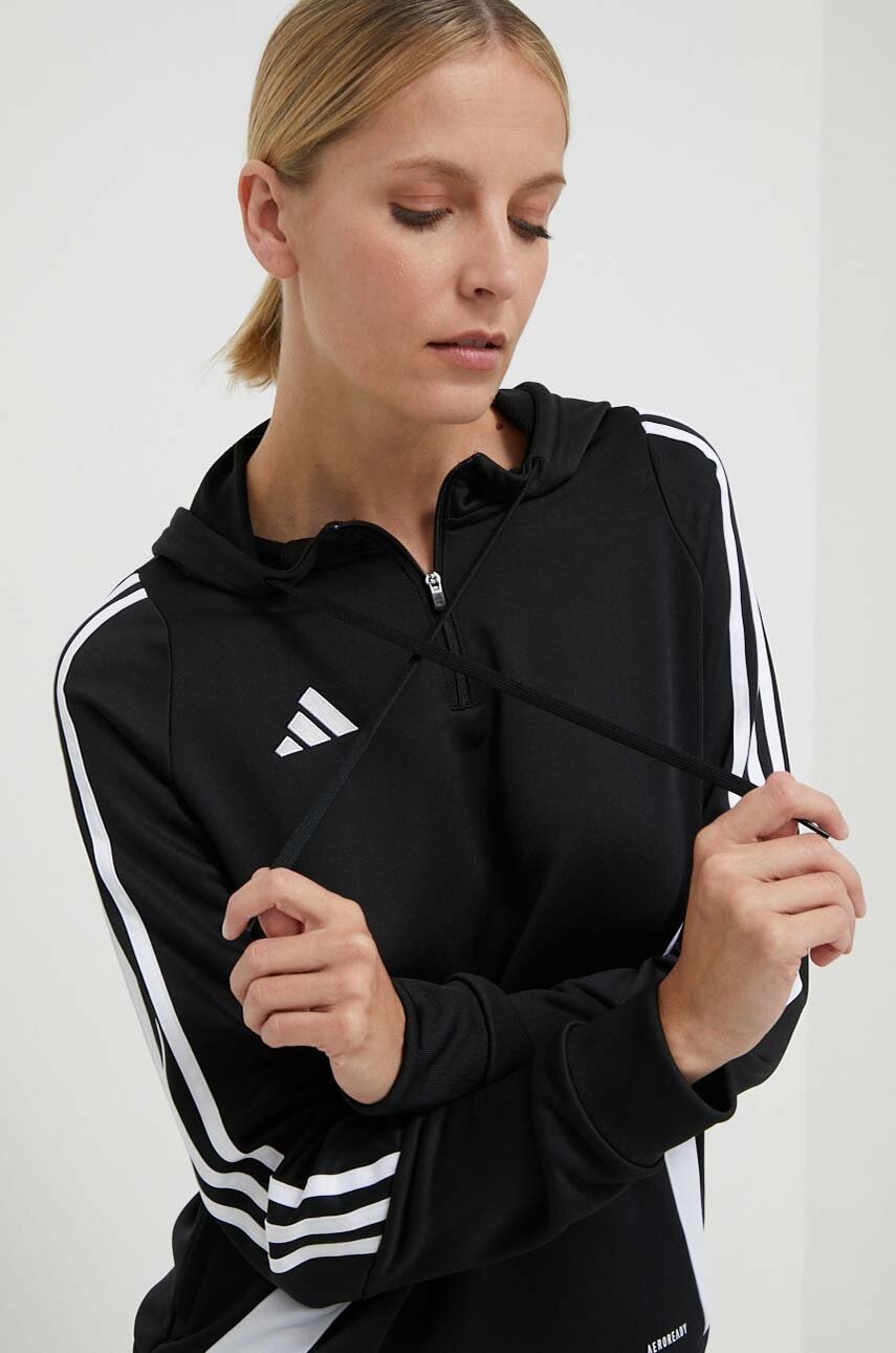 adidas Performance hanorac de antrenament Tiro24 culoarea negru, cu glugă, cu imprimeu