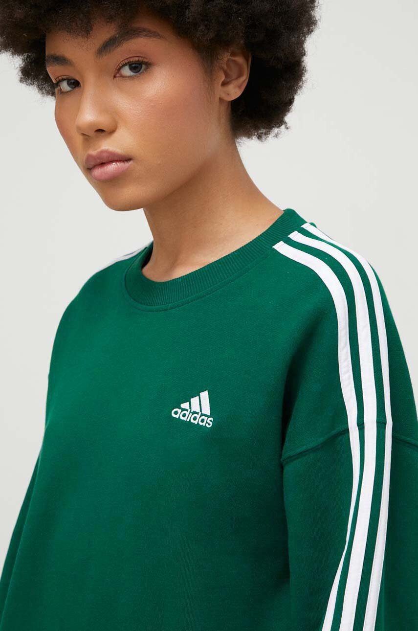 adidas hanorac de bumbac femei, culoarea verde, cu imprimeu