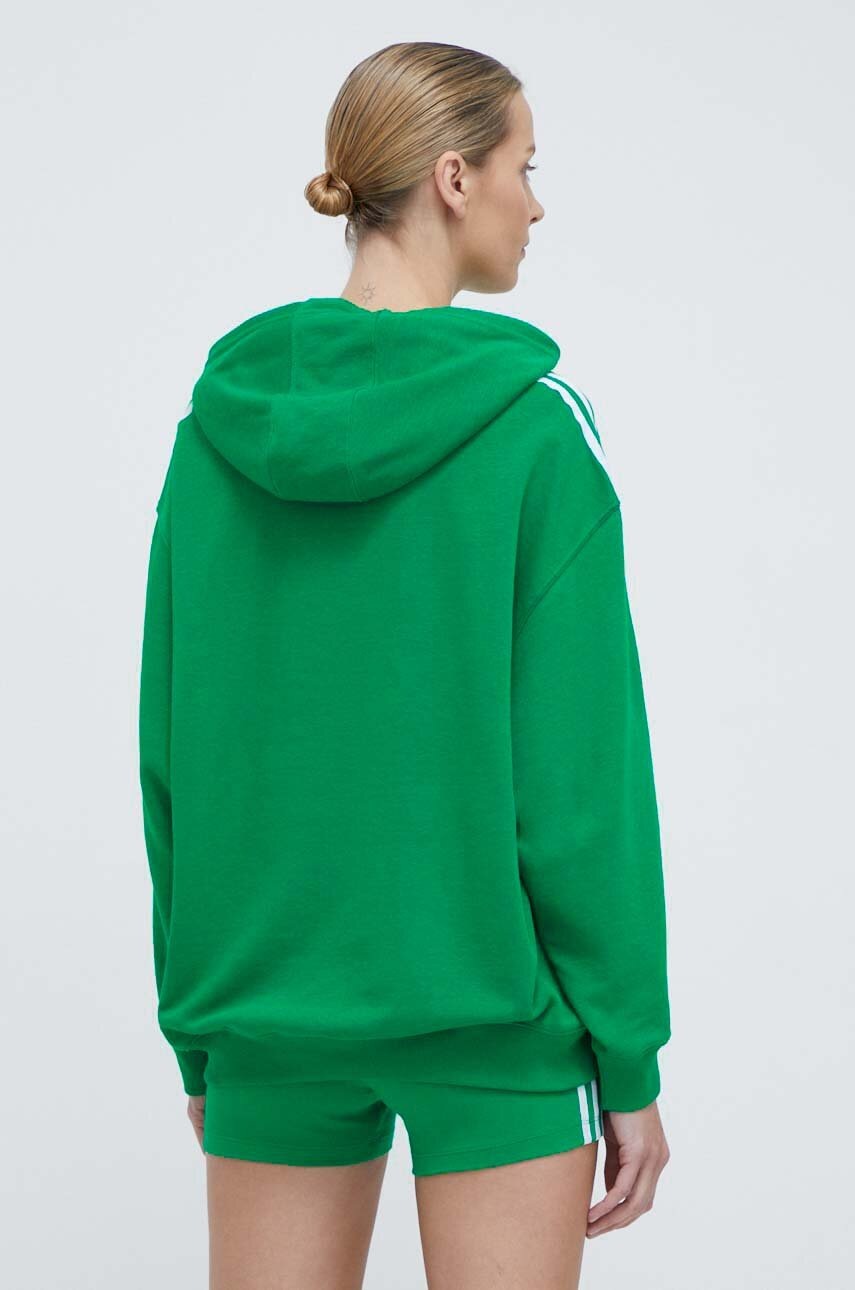 Μπλούζα adidas Originals 3-Stripes Hoodie OS χρώμα: πράσινο, με κουκούλα, IN8398 φωτογραφία