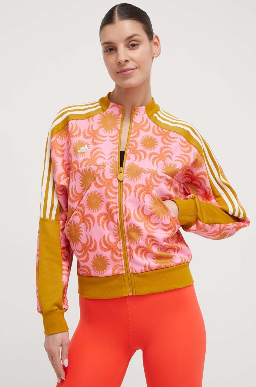 adidas bluză FARM femei, culoarea roz, cu model IQ4497