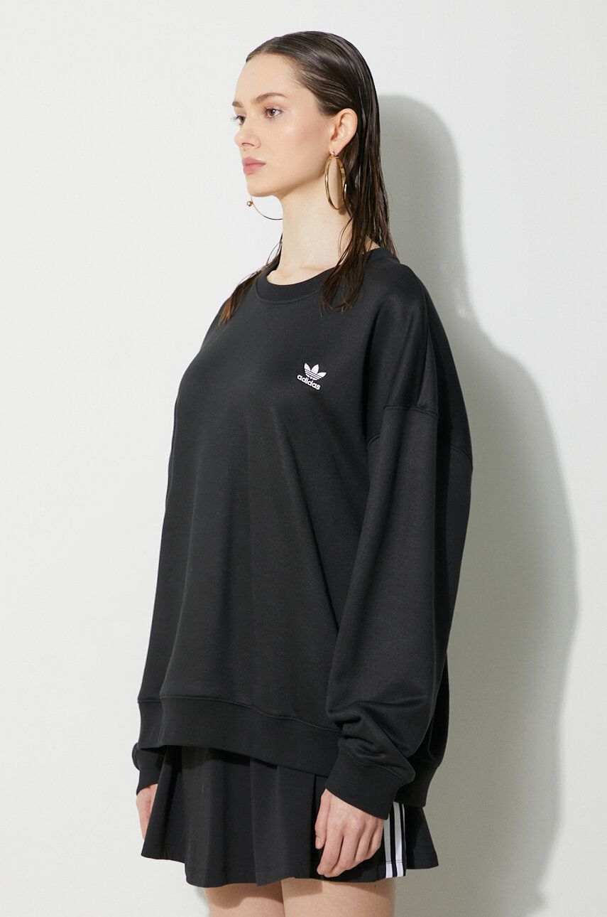 Dukserica adidas Originals Trefoil Crew za žene, boja: crna, s aplikacijom, IU2410