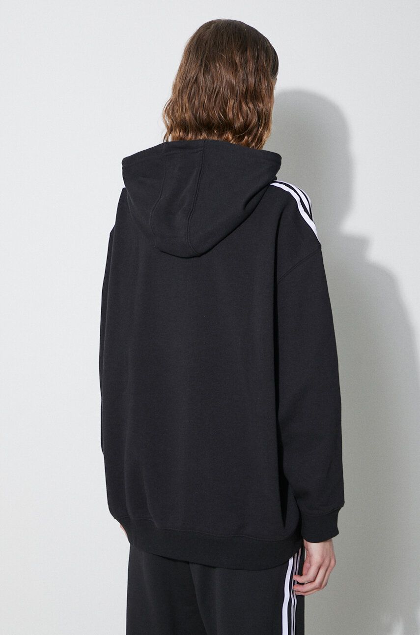 Dukserica adidas Originals 3-Stripes Hoodie za žene, boja: crna, s kapuljačom, s aplikacijom, IU2418