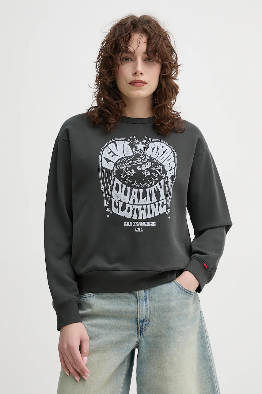 Levi's bluza femei, culoarea gri, cu imprimeu Levi's bluza femei, culoarea gri, cu imprimeu