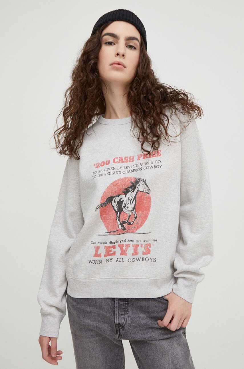 Levi's Bluza Femei, Culoarea Gri, Cu Imprimeu