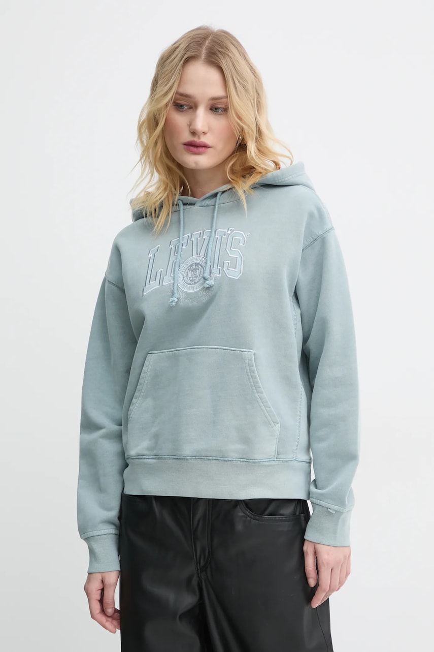 Levi's bluza femei, cu glugă, cu imprimeu Levi's bluza femei, cu glugă, cu imprimeu