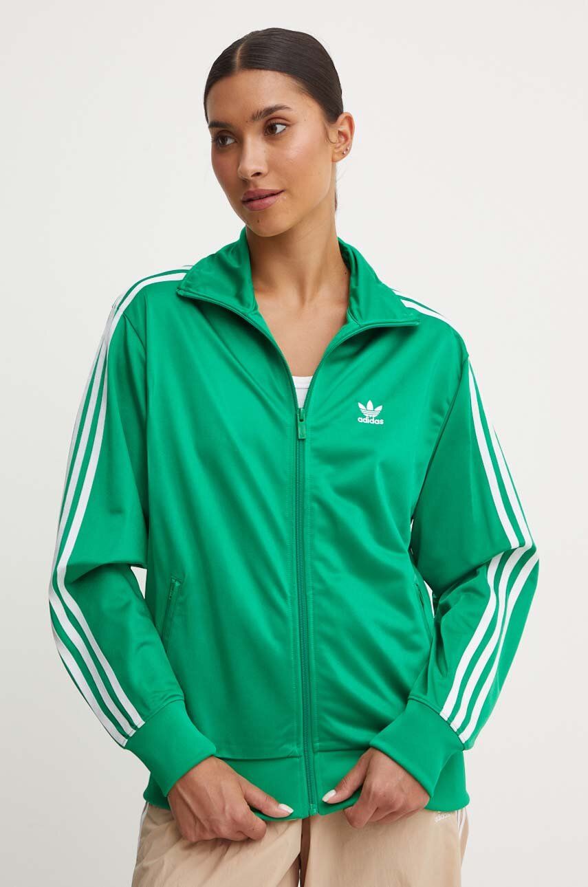 adidas Originals bluza Adicolor Classics Firebird femei, culoarea verde, cu imprimeu, IP0604