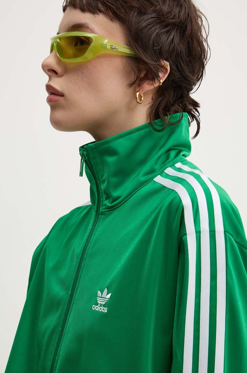 adidas Originals bluza Adicolor Classics Firebird femei, culoarea verde, cu imprimeu, IP0604