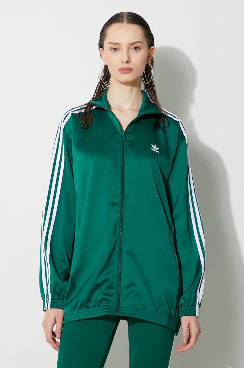 adidas Originals bluză Track top femei, culoarea verde, cu imprimeu, IP0699