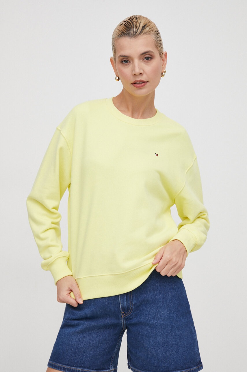

Памучен суичър Tommy Hilfiger в жълто с изчистен дизайн WW0WW41246, Жълт