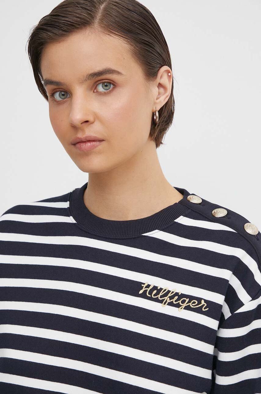 

Памучен суичър Tommy Hilfiger в тъмносиньо с апликация WW0WW41235, Тъмносин
