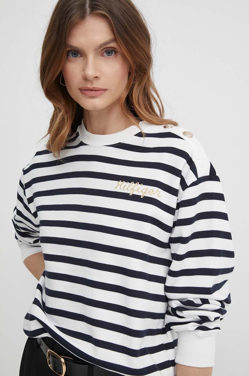 

Памучен суичър Tommy Hilfiger в тъмносиньо с апликация WW0WW41235, Тъмносин