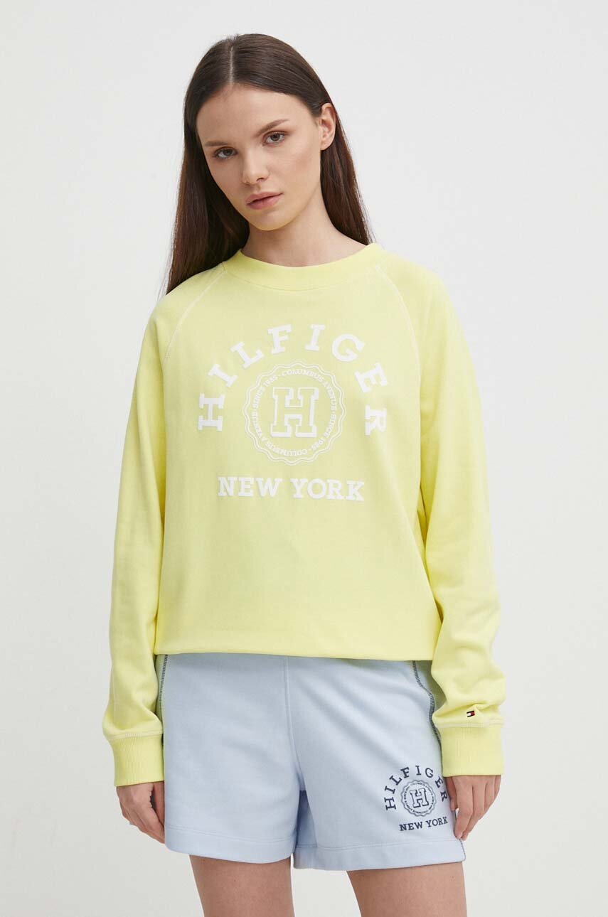 

Памучен суичър Tommy Hilfiger в жълто с принт WW0WW41239, Жълт