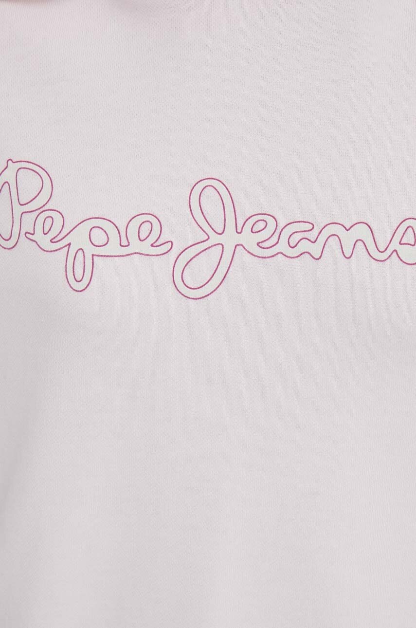 Кофта Pepe Jeans Lana жіноча колір рожевий з капюшоном з принтом 