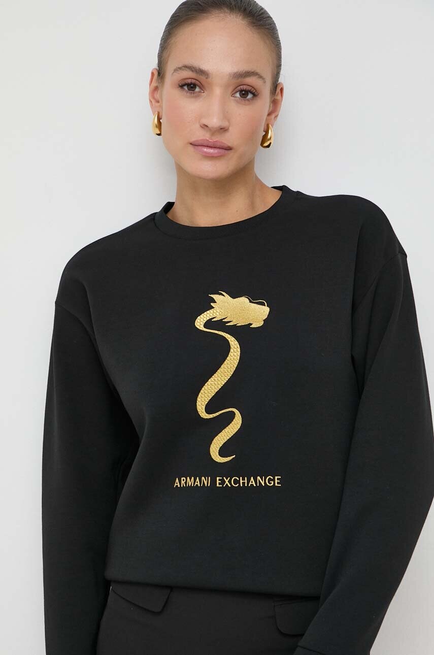 

Кофта Armani Exchange женская цвет чёрный с аппликацией