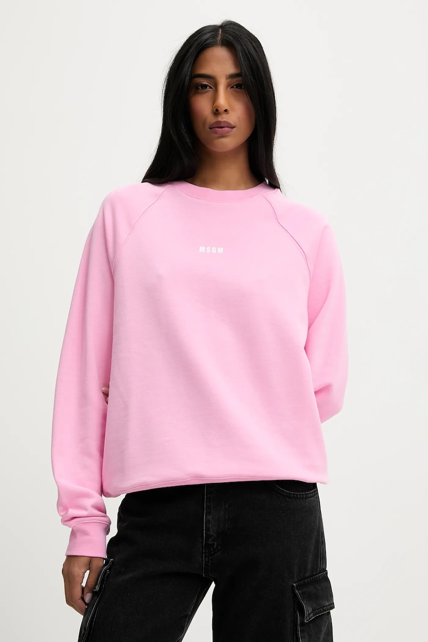 MSGM hanorac de bumbac culoarea negru, cu imprimeu