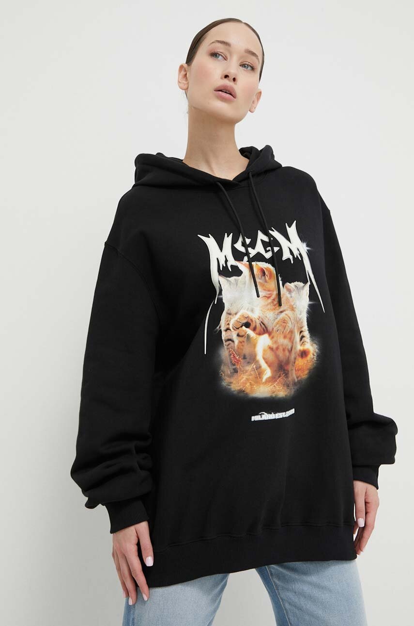 

Памучен суичър MSGM в черно с качулка принт 3641MDM128.247000, Черен