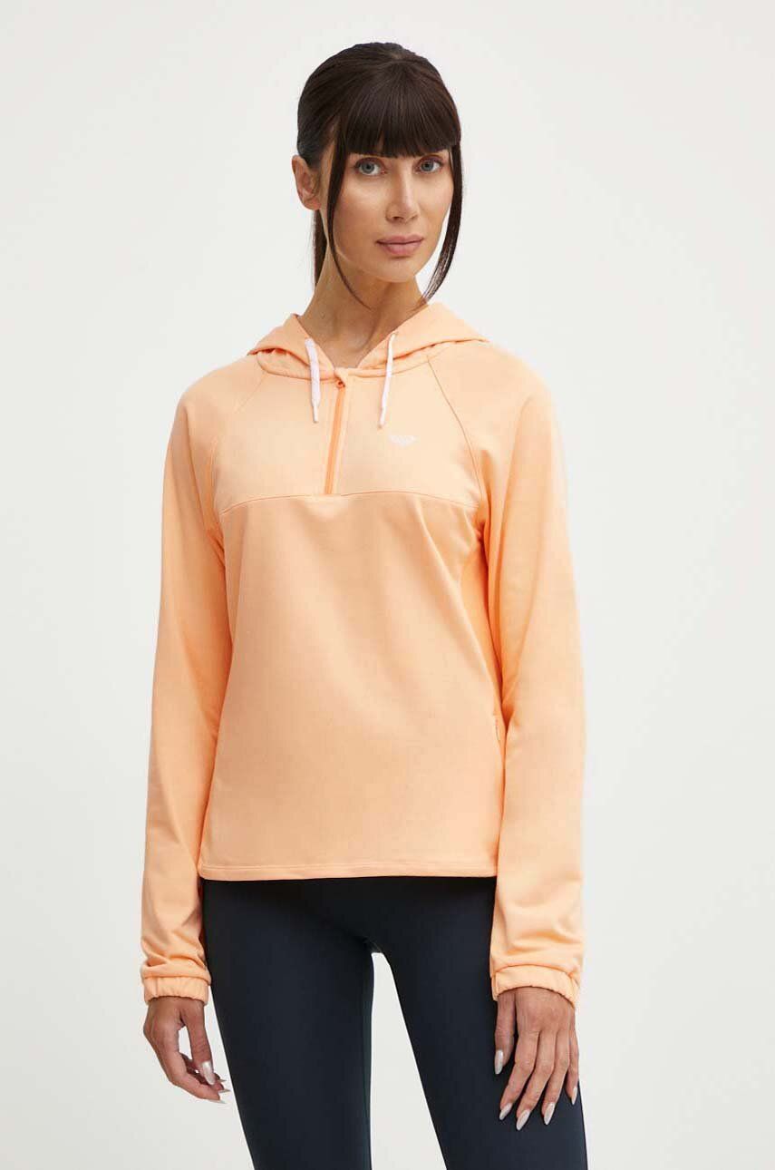 Roxy hanorac de jogging Pure Pursuit culoarea portocaliu, cu glugă, neted, ERJKT04133