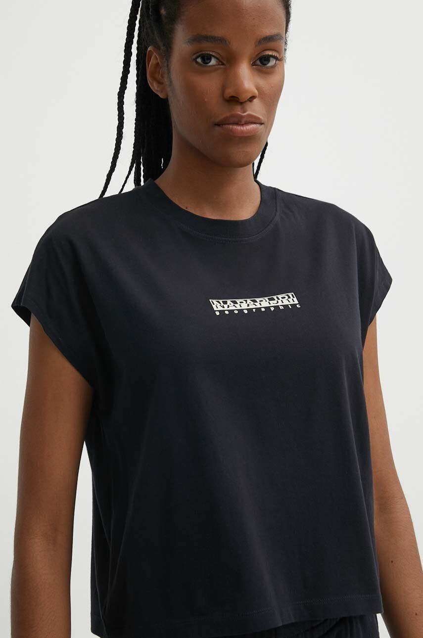 Napapijri tricou din bumbac S-Tahi femei, culoarea negru, NP0A4HOJ0411