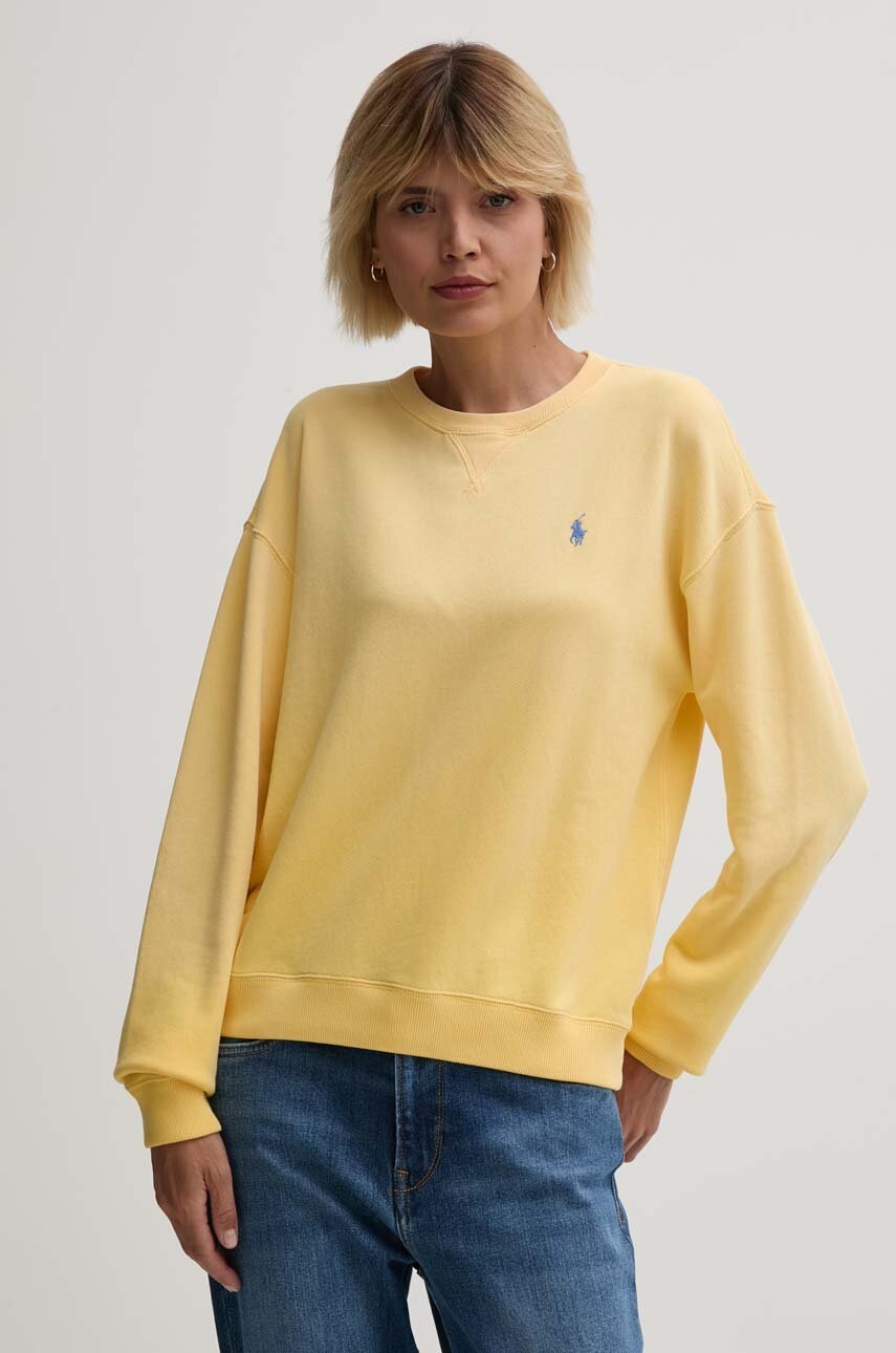 

Памучен суичър Polo Ralph Lauren в жълто с изчистен дизайн 211935582, Жълт