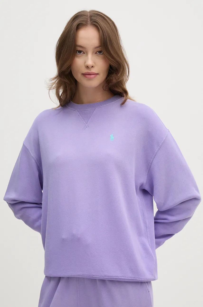 

Памучен суичър Polo Ralph Lauren в лилаво с изчистен дизайн 211935582, Виолетов