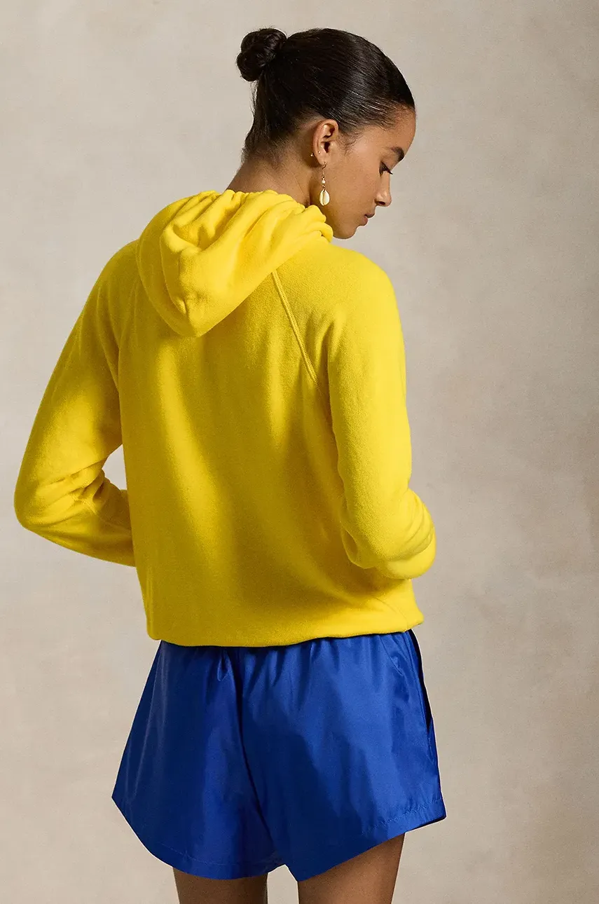 Хлопковая кофта Polo Ralph Lauren женская цвет жёлтый с капюшоном узор 211935583 Хлопковая кофта Polo Ralph Lauren женская цвет жёлтый с капюшоном узор 211935583
