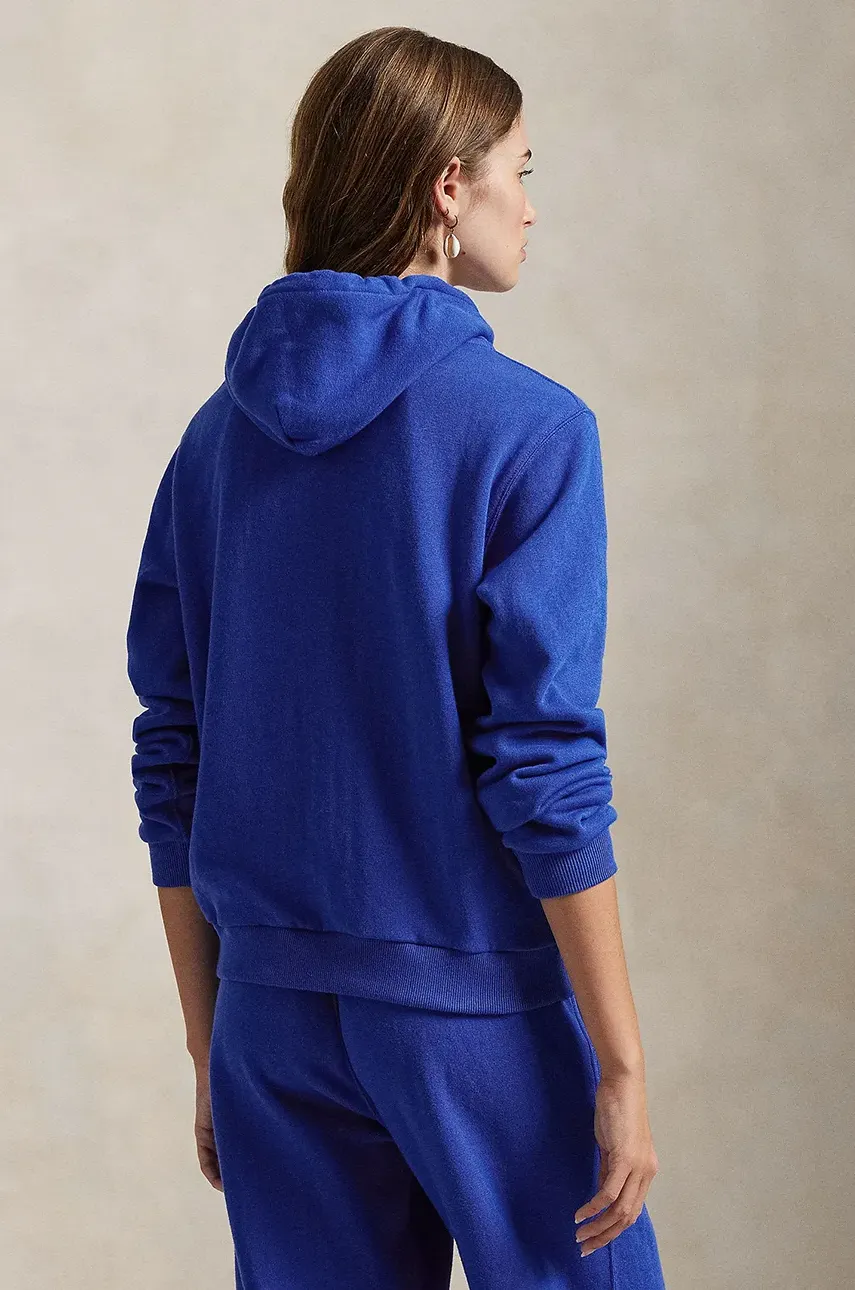 Хлопковая кофта Polo Ralph Lauren женская с капюшоном меланж 211935584 Хлопковая кофта Polo Ralph Lauren женская с капюшоном меланж 211935584