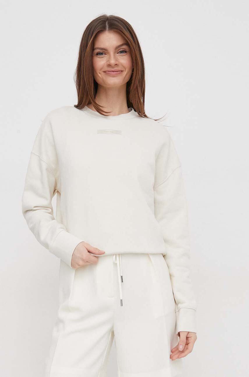 E-shop Mikina Calvin Klein dámská, béžová barva, s aplikací