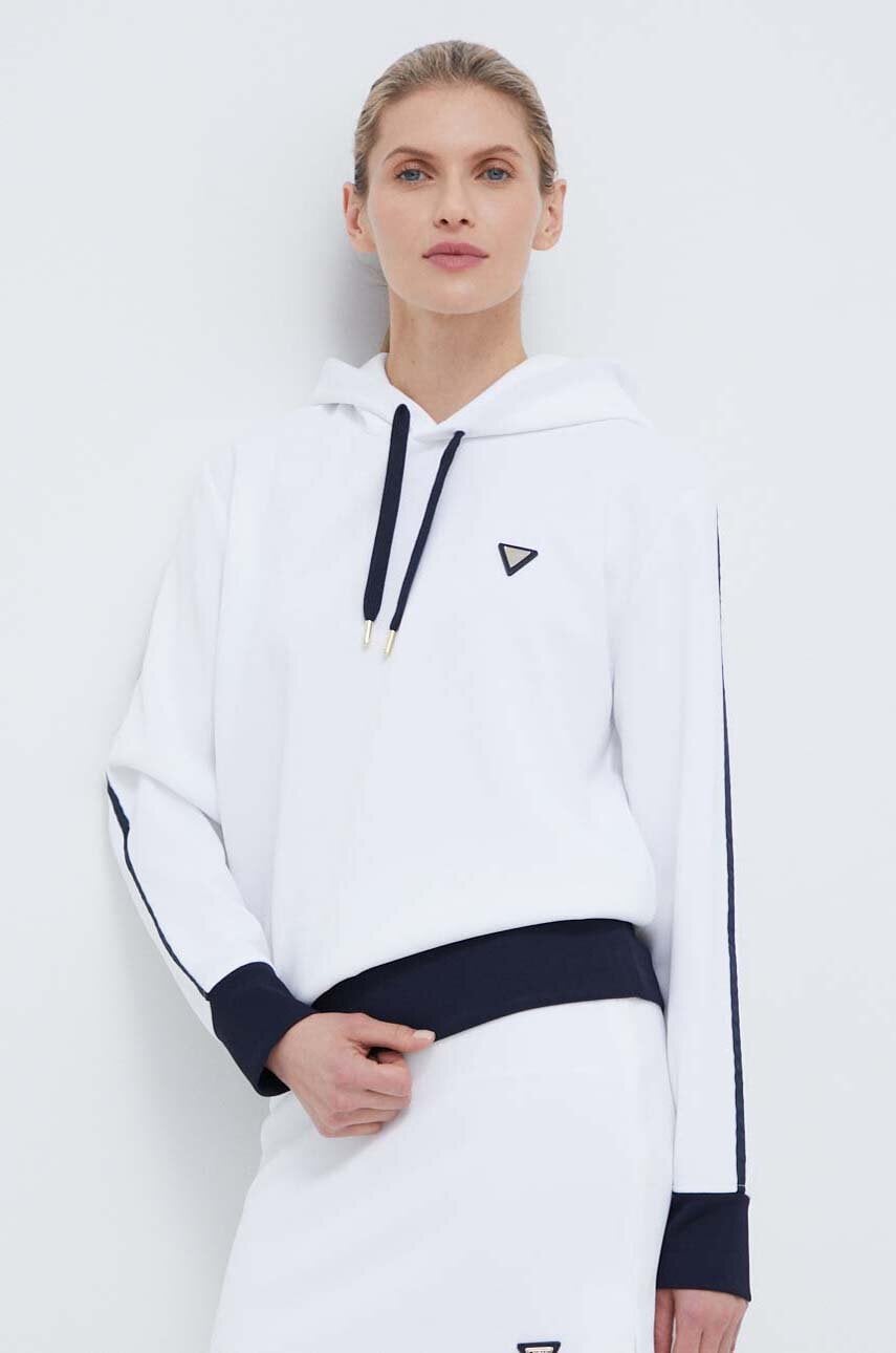 Levně Mikina Guess MYLAH dámská, bílá barva, s kapucí, vzorovaná, V4GQ01 KBFB2