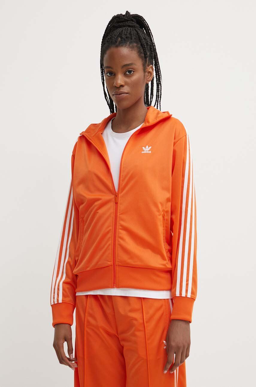 adidas Originals bluza femei, culoarea portocaliu, cu imprimeu, IP0610