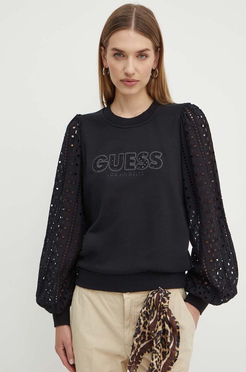 

Суичър Guess SANGALLO в черно с апликация W4GQ07 KBKM0, Черен