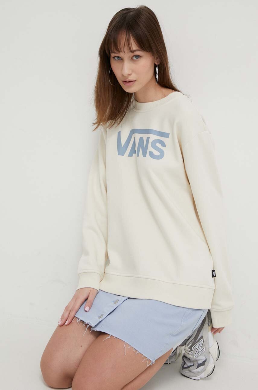 Vans bluza femei, culoarea bej, cu imprimeu