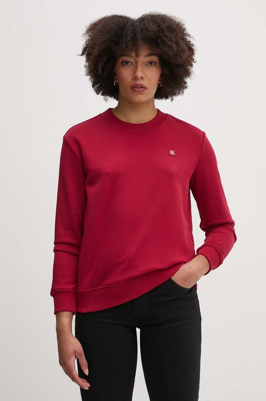 

Суичър Calvin Klein Jeans в бордо с изчистен дизайн