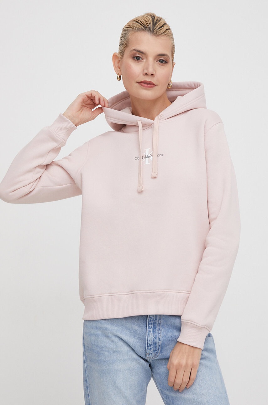 

Суичър Calvin Klein Jeans в розово с качулка изчистен дизайн J20J223275, Розов