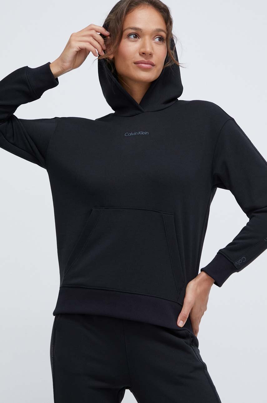 

Спортен суичър Calvin Klein Performance в черно с качулка с принт, Черен